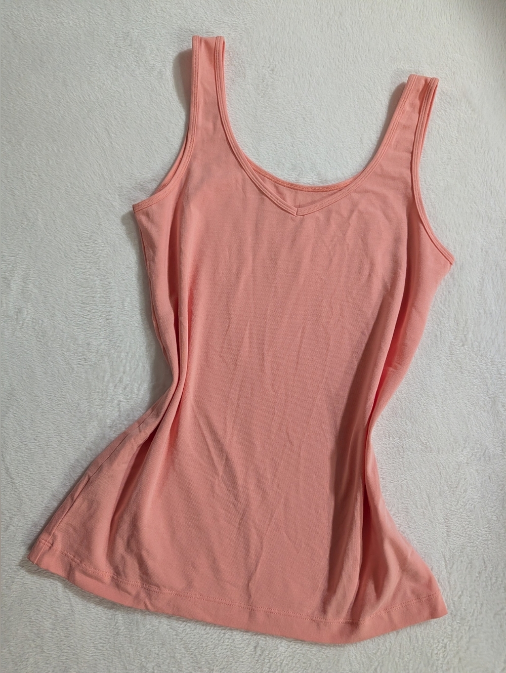 55% Cotton Felina Peach Pink Scoop Neck Tank Top, Size Medium